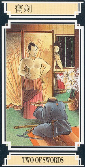 Chinese Tarot TWO OF SWORDS Image