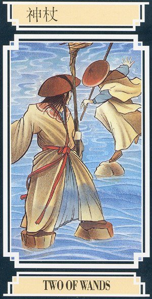 Chinese Tarot TWO OF WANDS Image